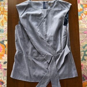 Ann Taylor Chambray Sleeveless Tie-Front Shell